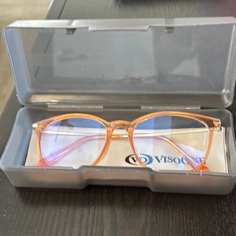 Orange Eyeglasses with Case-***Blue Light ***